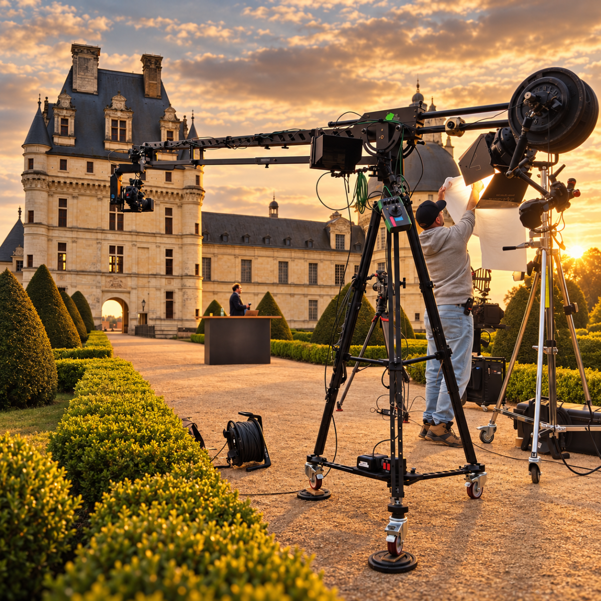 Grue caméra COOLCAM sur un tournage au château